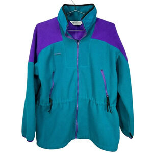 Vintage 80's Teal Columbia Full Zip Fleece Coat XL